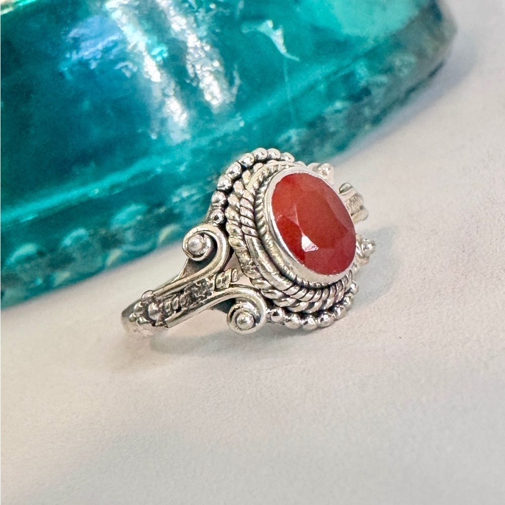 Natural Carnelian Sterling Silver Ring (6) - Picture 2 of 5